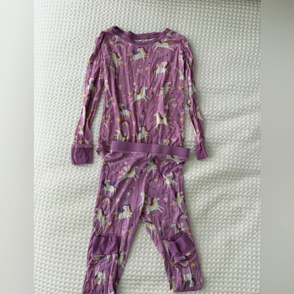 Little Sleepies Purple Unicorns Toddler Girl Pajama Set Long Sleeved 3T